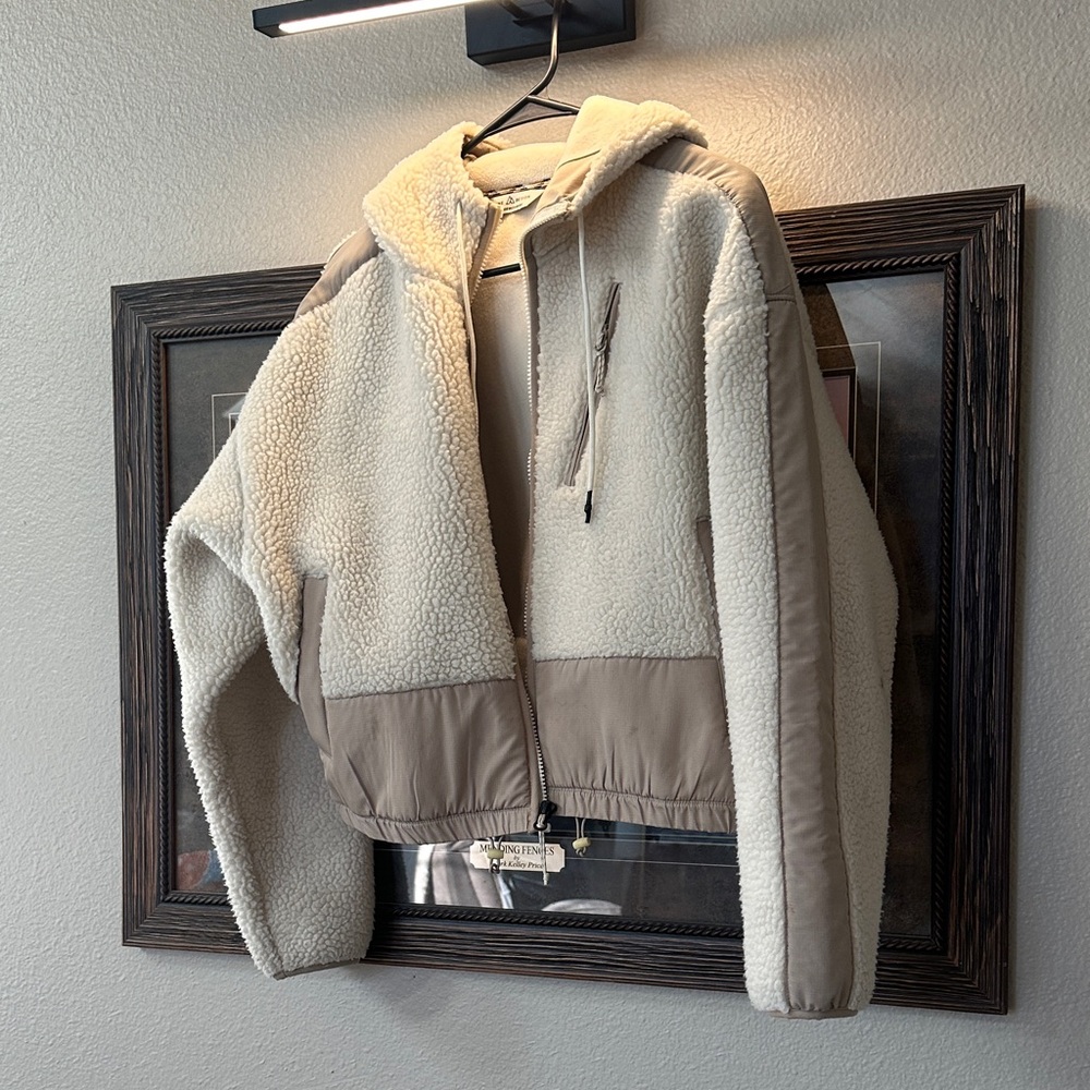 Alpine Design Cream and Tan Bomber Jacket